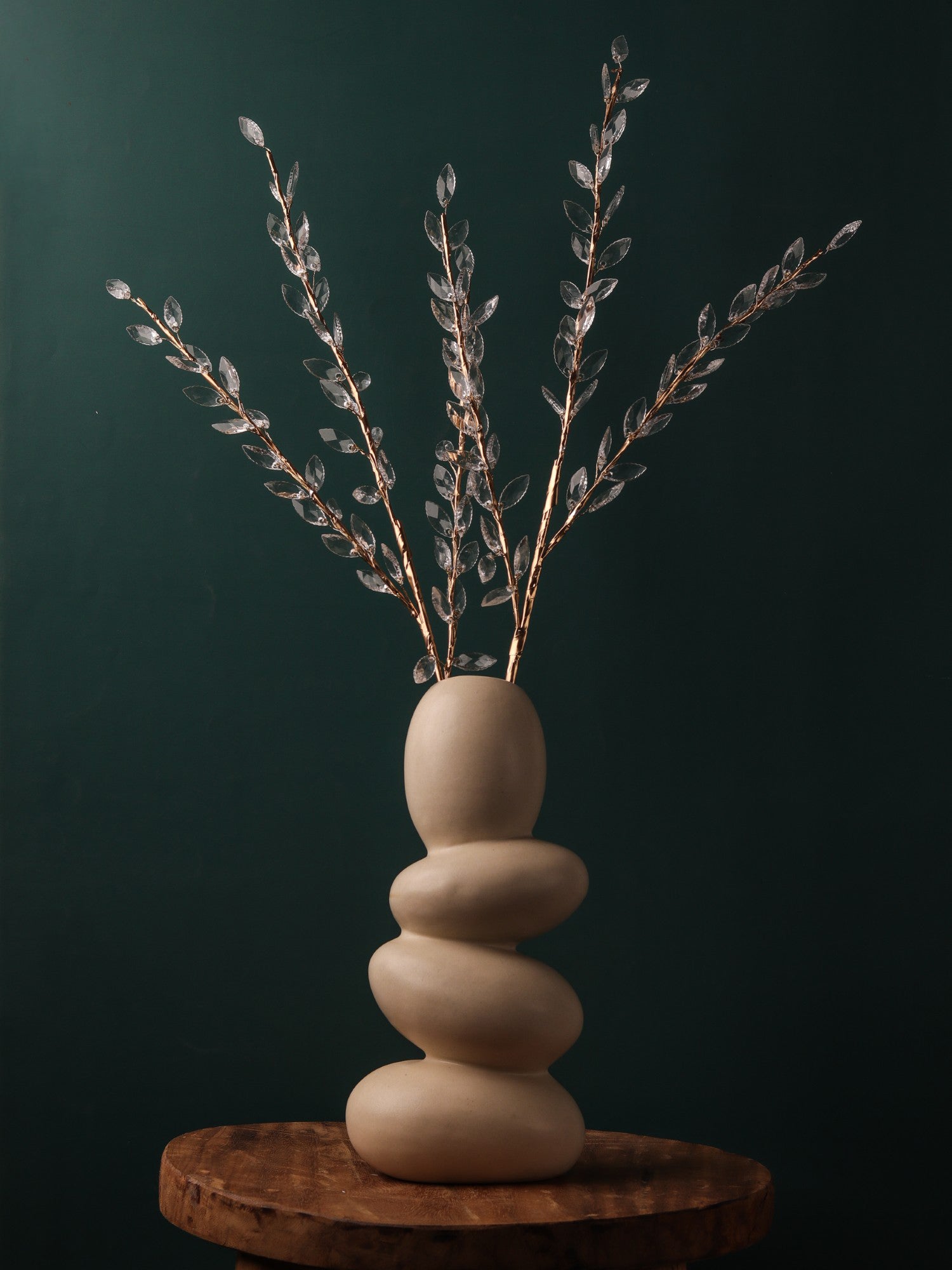 Golden Crystal Leaf Branch Vase Fillers