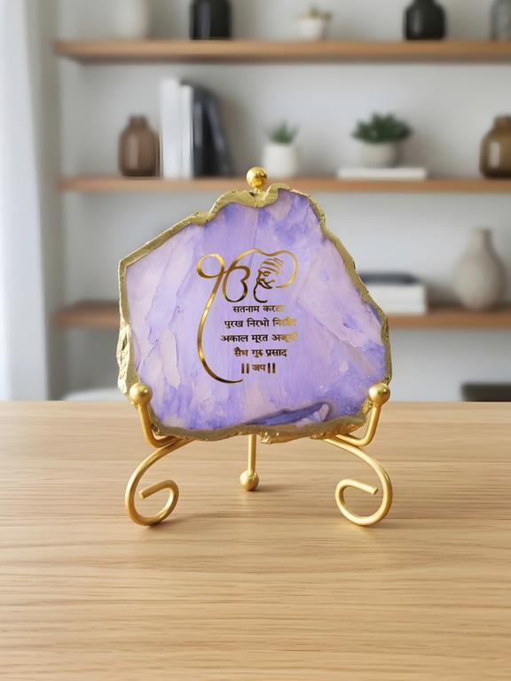 Premium Agate Decorative Plate with Stand | Mool Mantra Spiritual Design