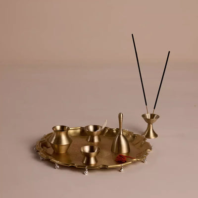 Ghunghroo Brass Pooja Thaali Set