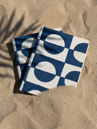 Handcrafted Sustainable A5 Diary Journal Notebook | Handmade Paper | Blue Retro Checks