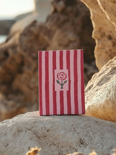 Handcrafted with Pink & Red Stripes A5 Journal Diary