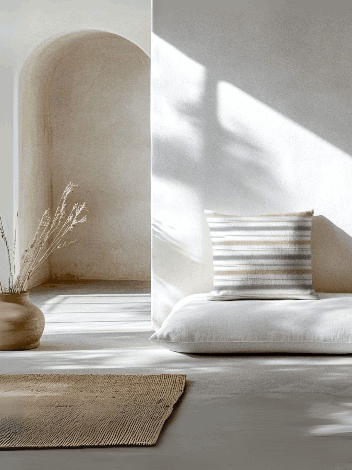 Montauk Blue and Brown Striped Cotton Cushion Cover