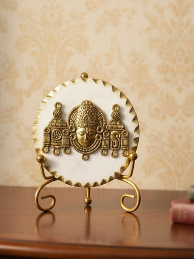 Premium Marble Metal Venkateshwara Decorative Plate with Stand