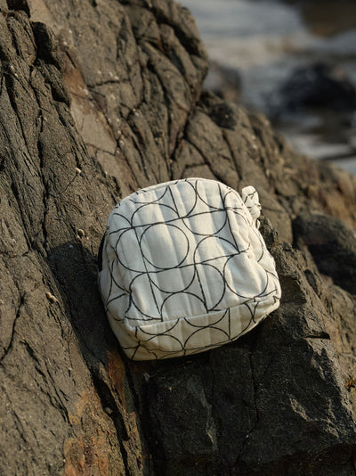 Sustainable Quilted Cotton Travel Pouch l Black & White Organizer