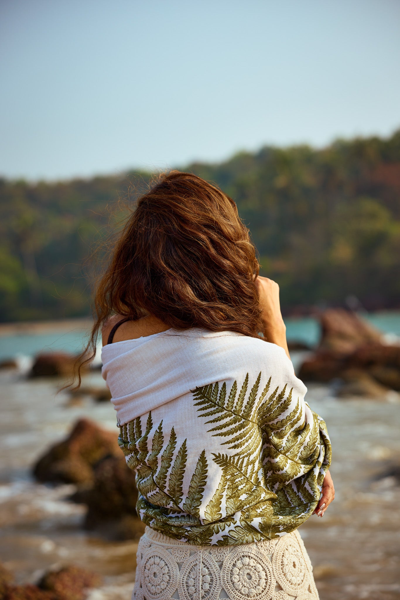 Fern PrintCotton Bamboo Hammam Terry Bath Towel
