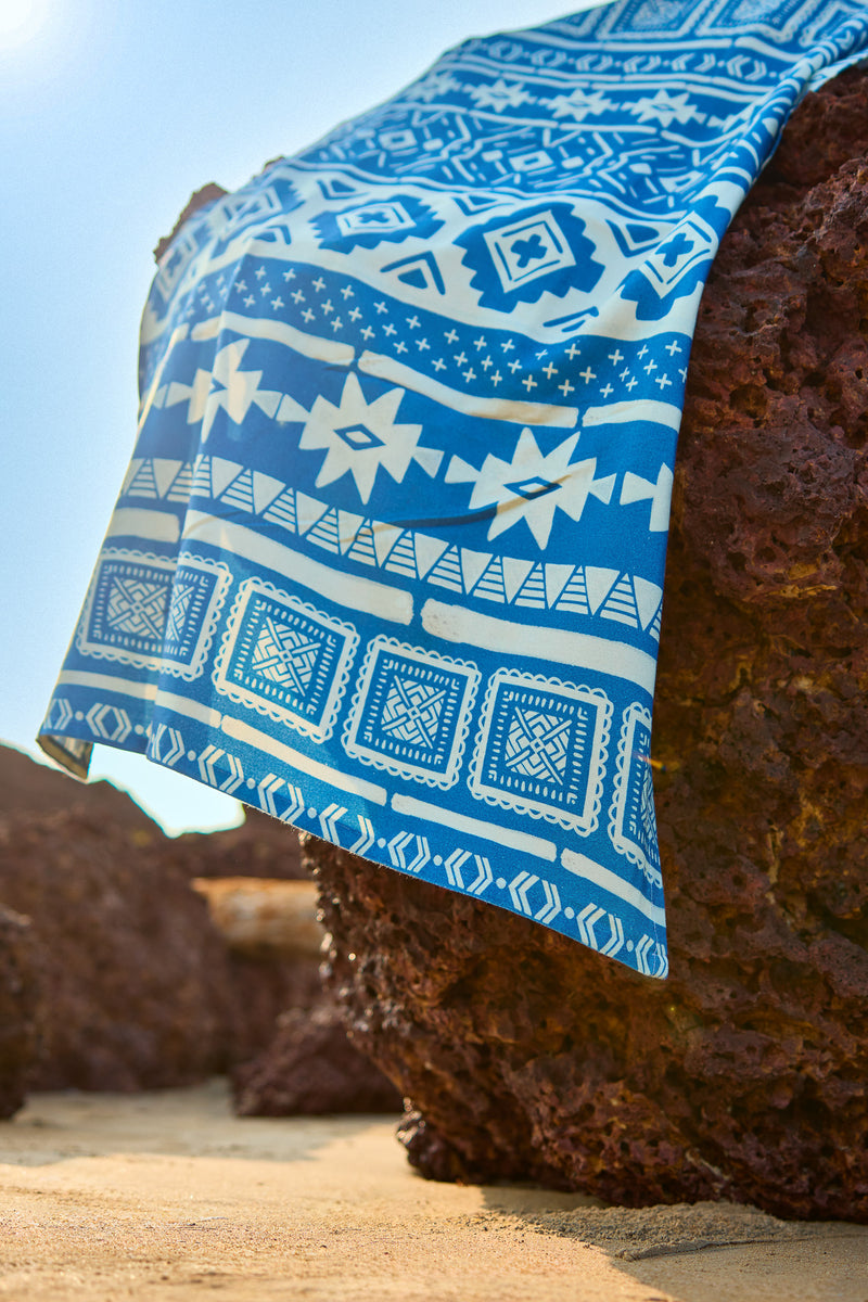 Nomad Azure Blue Printed Beach Towel