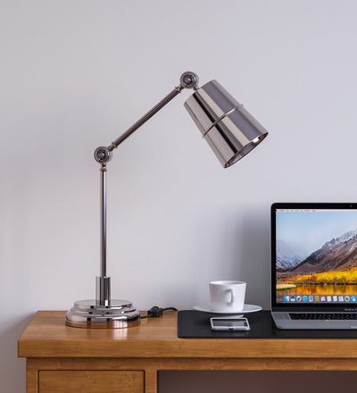 Adjustable Study Desk Lamp, Nickel – Movable Arm
