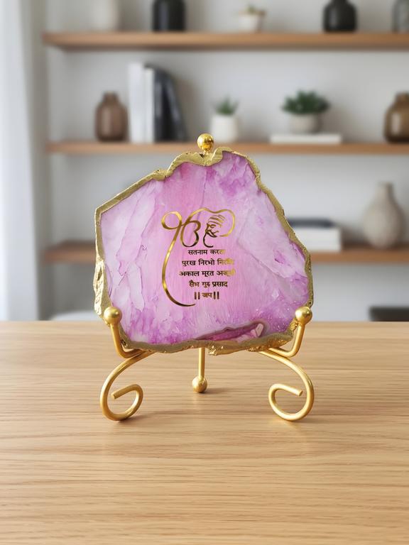 Premium Agate Decorative Plate with Stand | Mool Mantra Spiritual Design