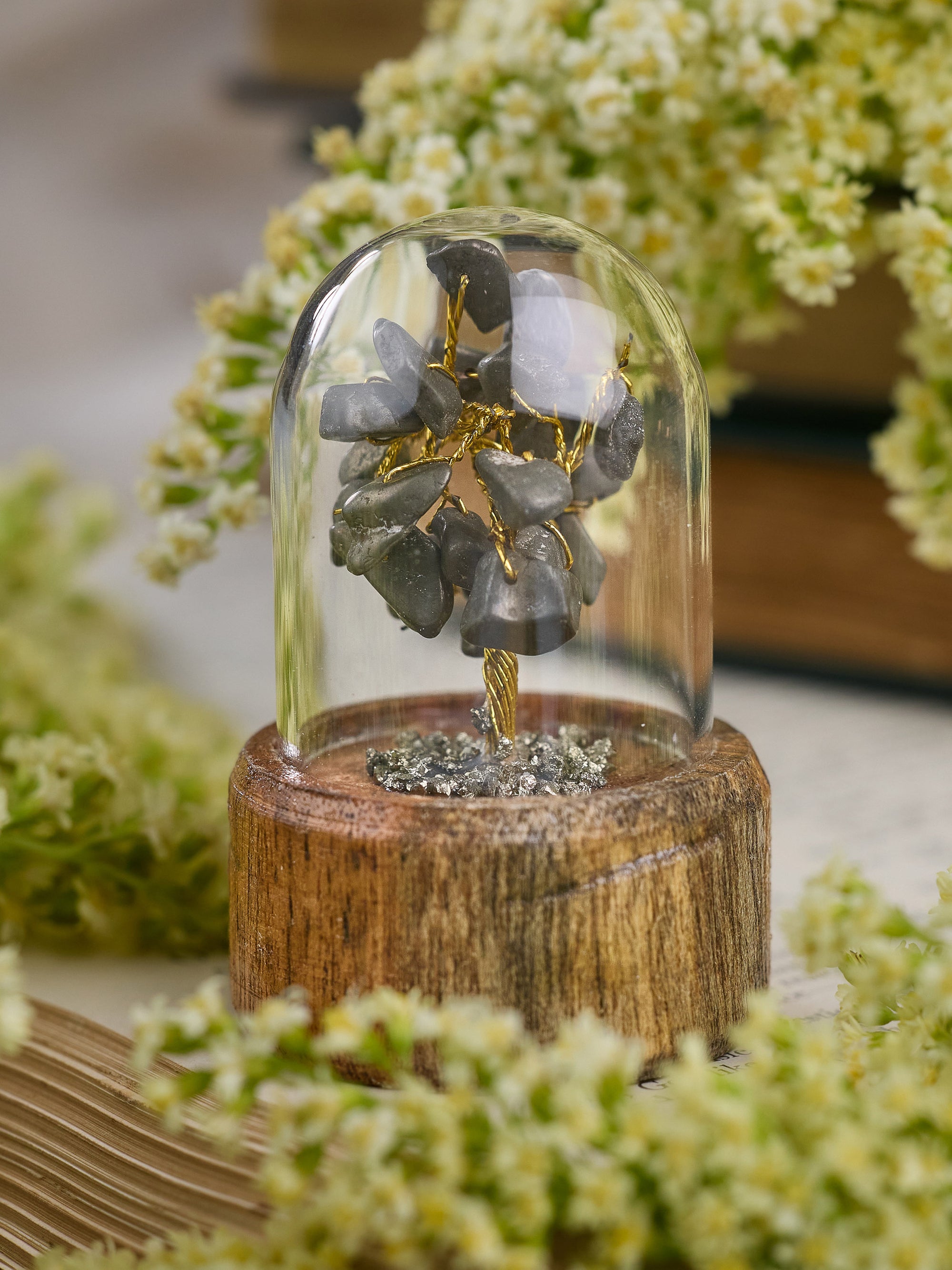 Semi-precious Gemstone - Pyrite Tree in Glass Dome