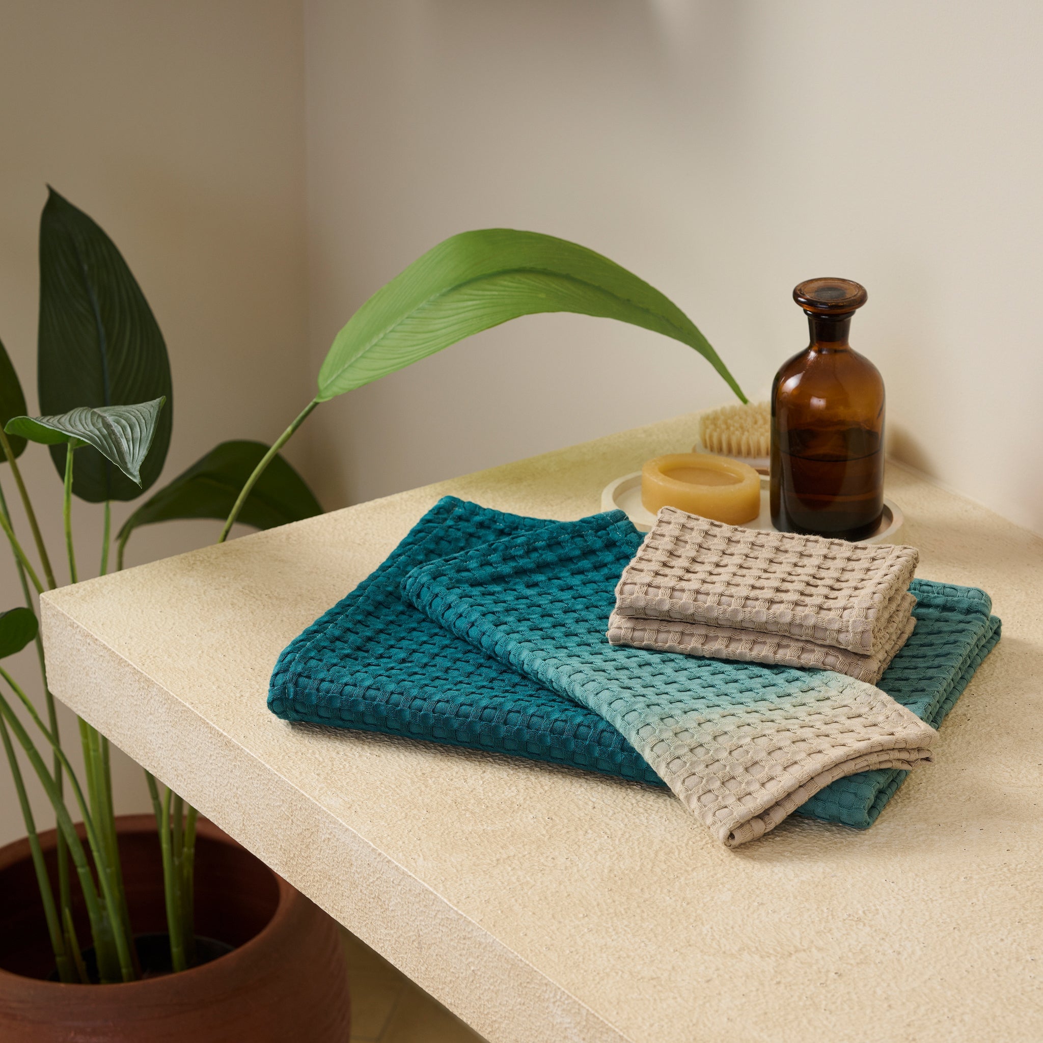 Colour Tide | Cotton Bamboo | Waffle | Bath Set