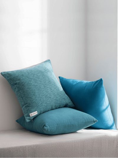 Marbella Textured Teal Cotton Cushion Cover