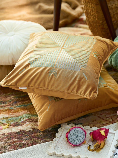 Vari-Da-Bagh ochre - Velvet Cushion Cover