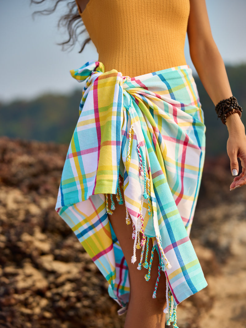 Felicity Aqua Woven Beach Towel