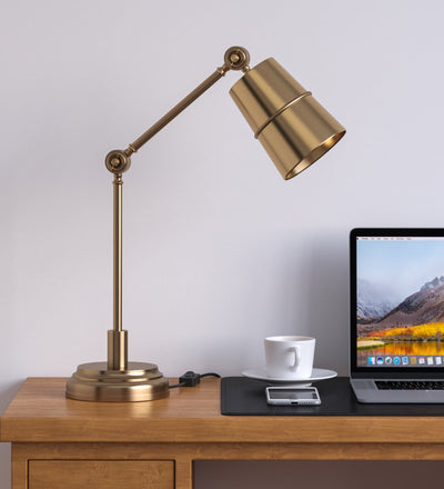 Adjustable Study Desk Lamp, Antique Brass – Movable Arm