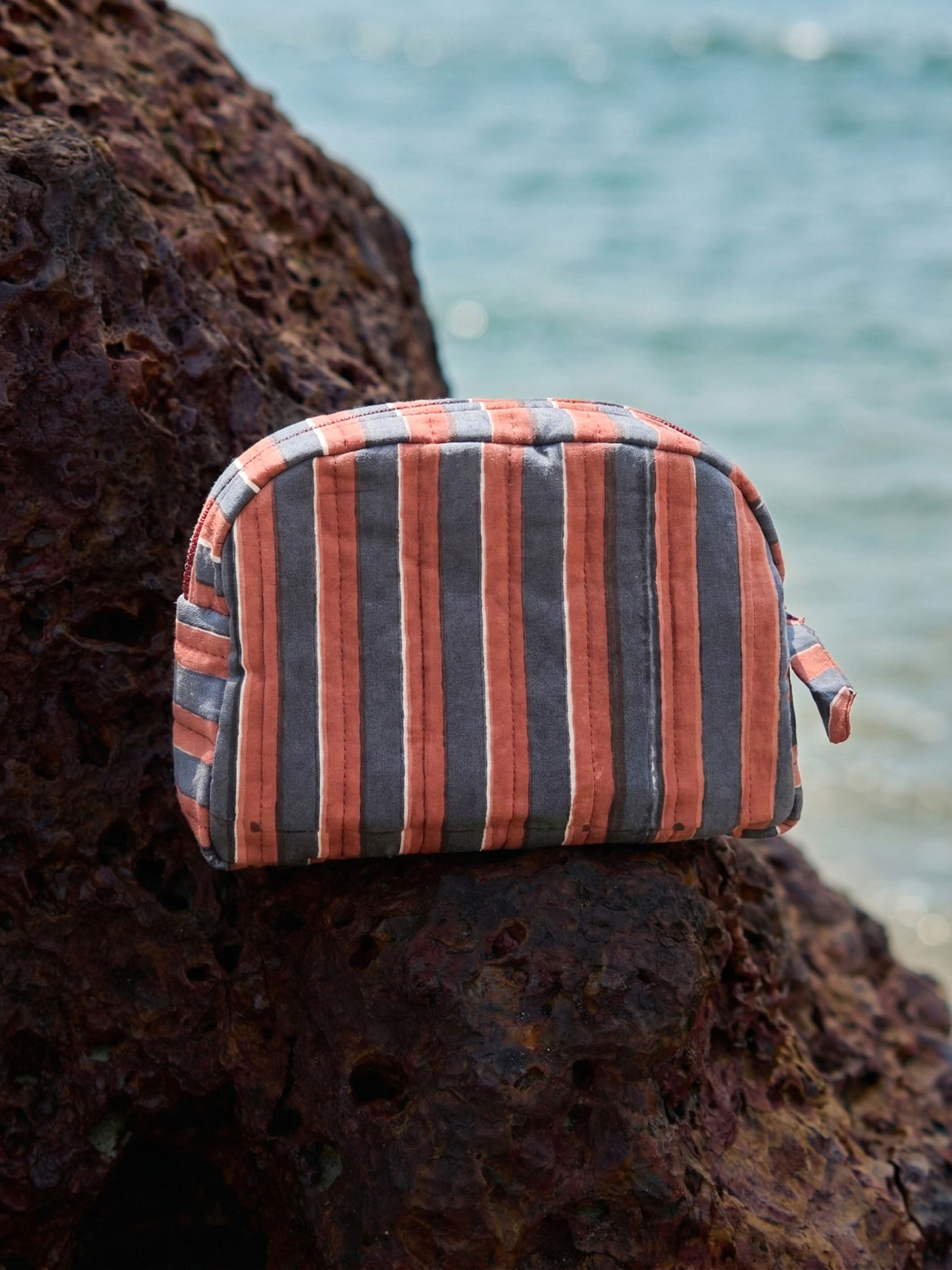 Sustainable Quilted Cotton Travel Pouch Set | Green Checks Classic Organiser Set
