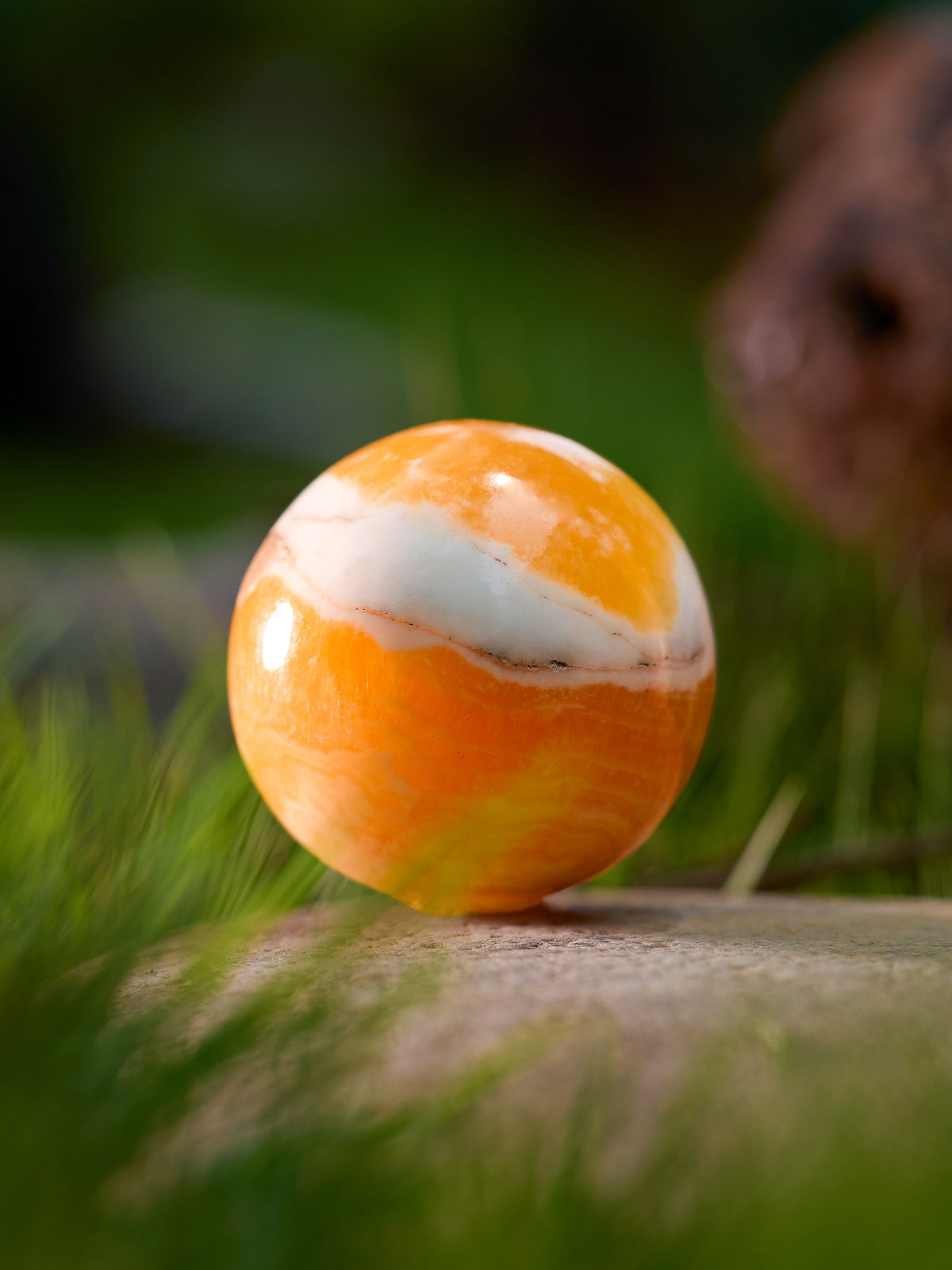 Semi-precious Gemstone - Orange Calcite Sphere - Product Image 
