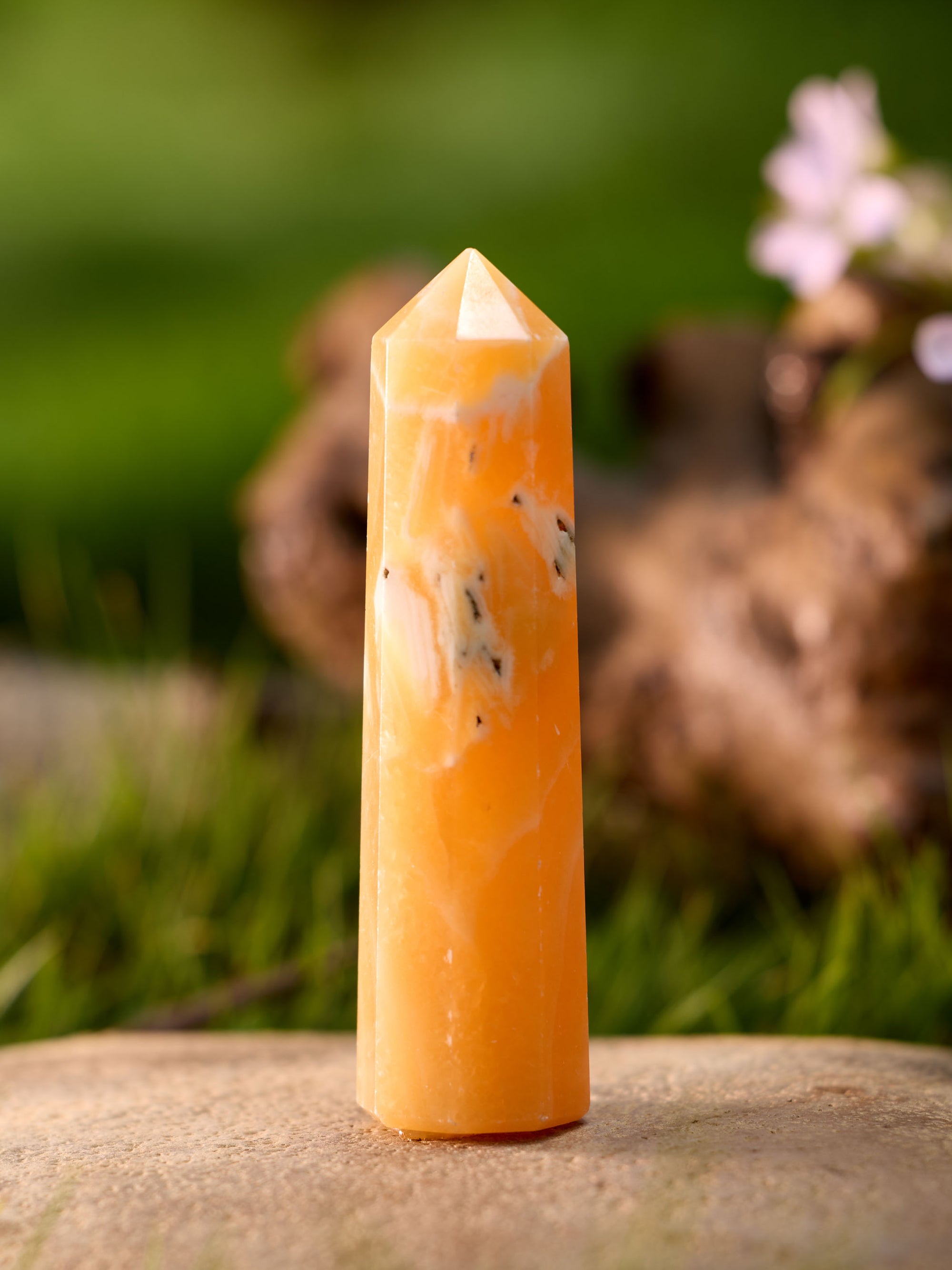 Semi-precious Stone - Orange Calcite Obelisk