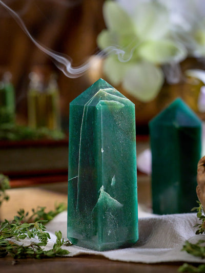 Semi-precious Gemstone - Green Jade Tower