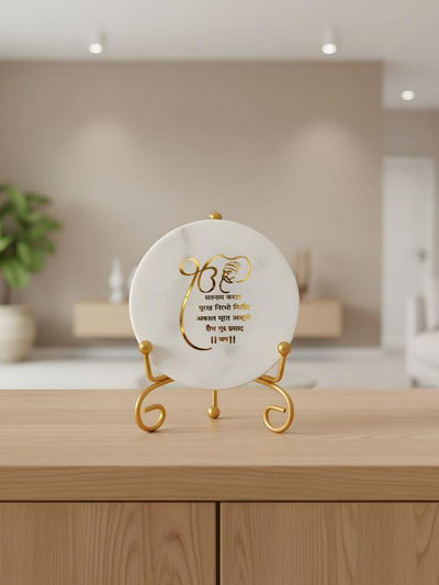 Marble Decorative Plate with Stand | Mool Mantra Spiritual Design