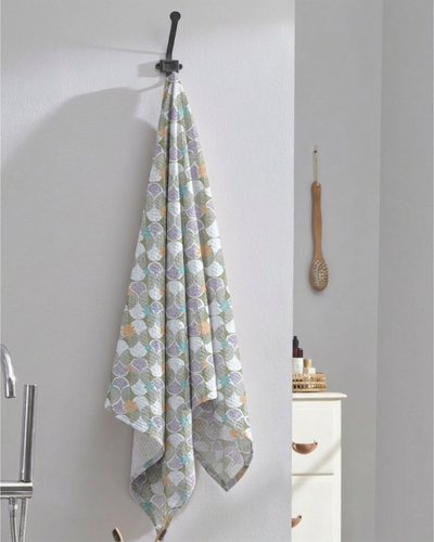 Mosiac Purple Cotton Waffle Bath Towel