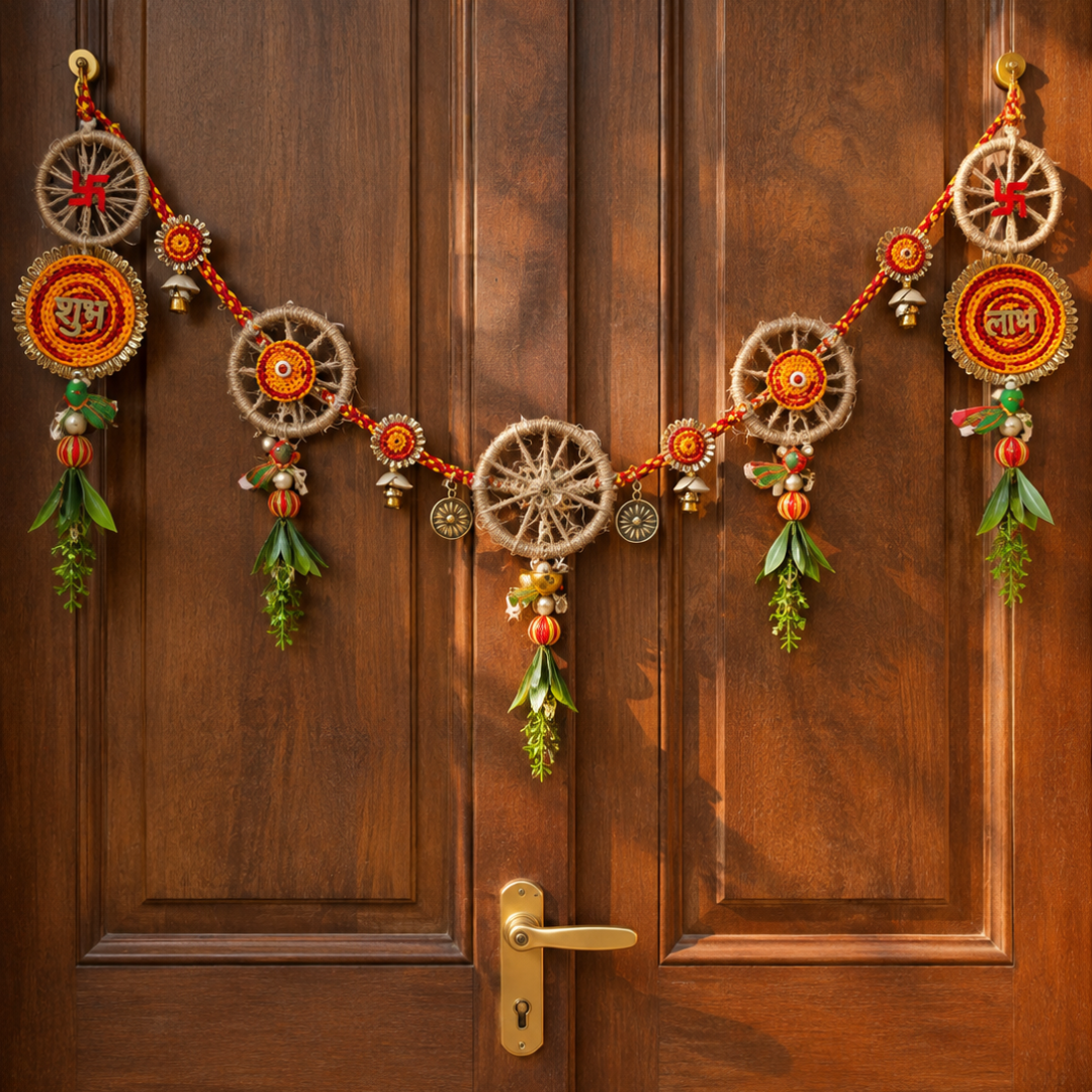Laal Utsav Red Potli & Toran Set – Traditional Diwali Door Décor - https://artecasa.in/