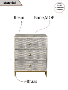 Inlay Bedside Table with Gold Legs -Targua