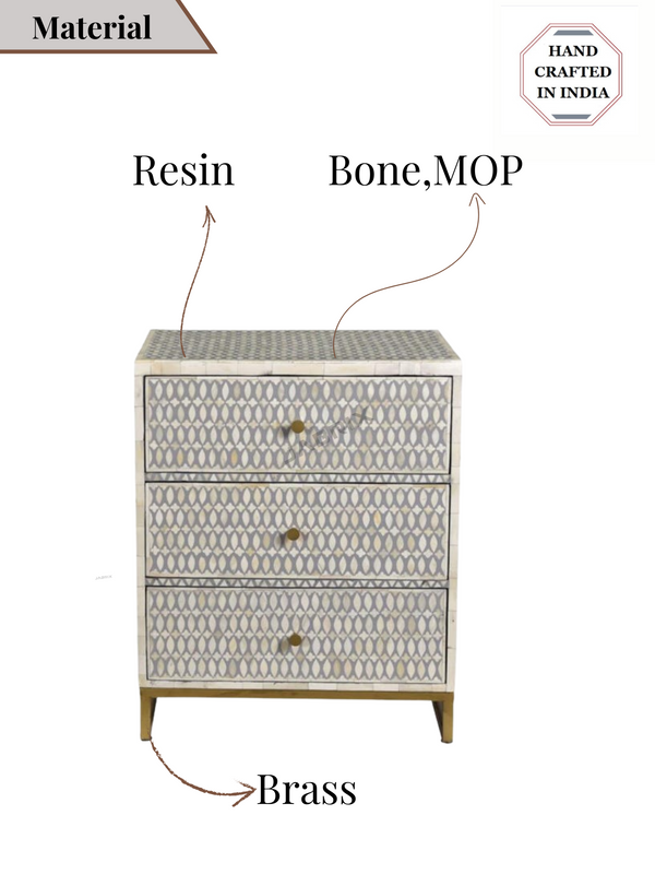 Inlay Bedside Table with Gold Legs -Targua