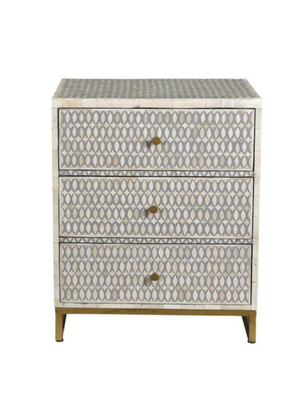 Inlay Bedside Table with Gold Legs -Targua