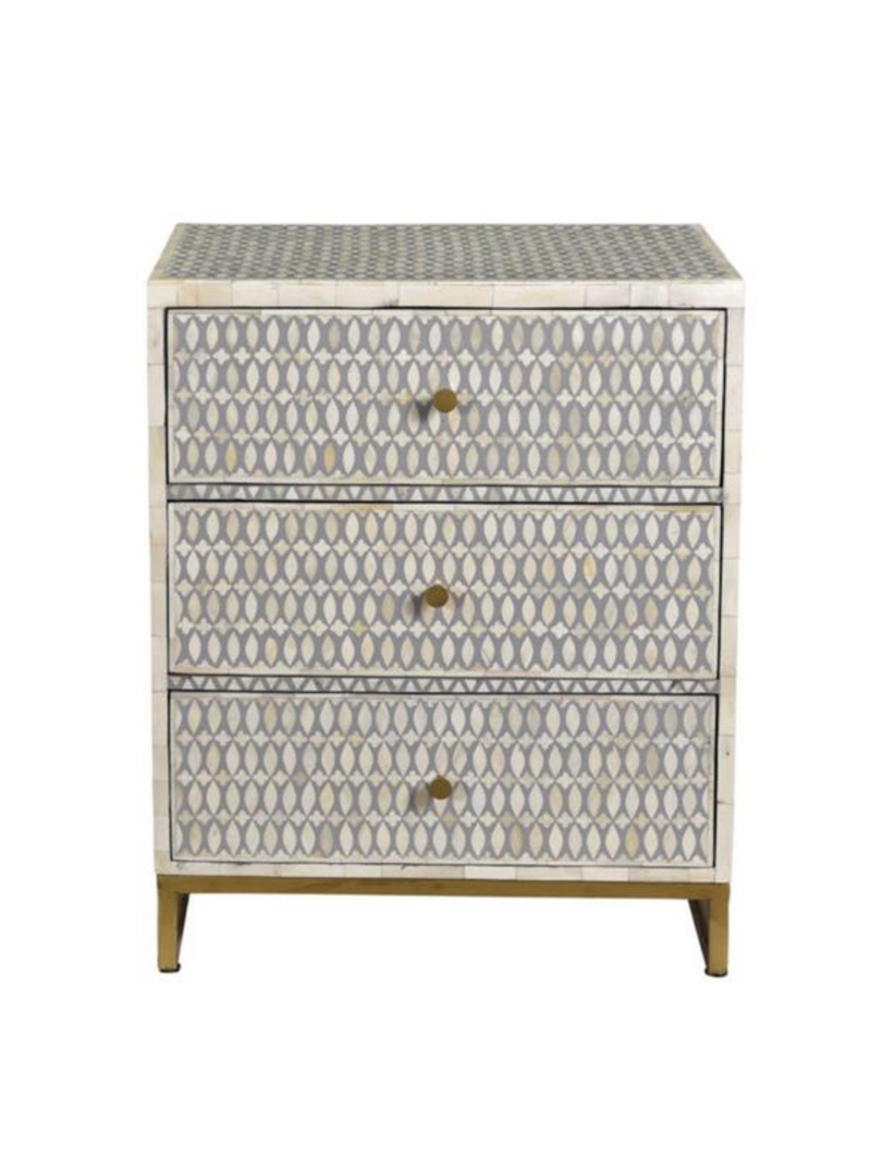 Inlay Bedside Table with Gold Legs -Targua