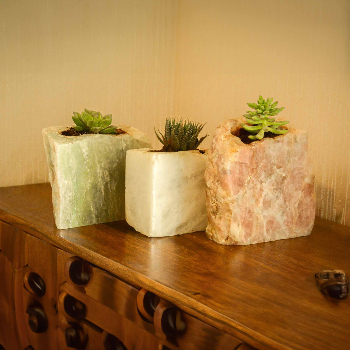 Semi Precious Planter - Green Quartz