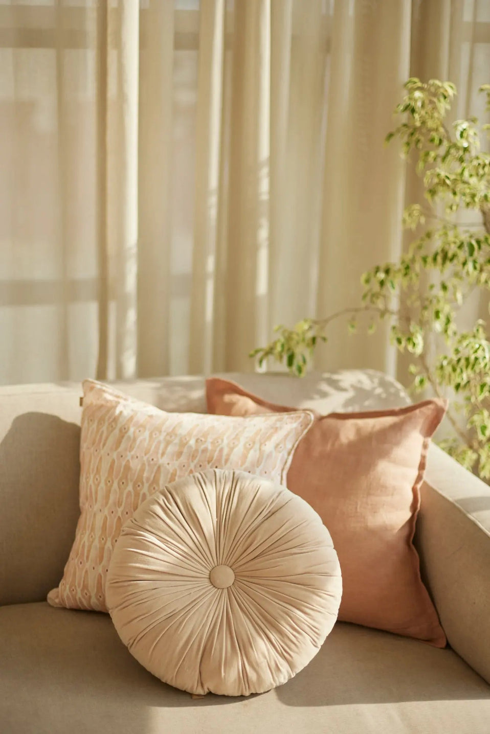 Cuddle Blush Velvet Round Cushion SanctuaryLiving