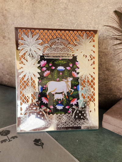 Silver Pichwai Photo Frame