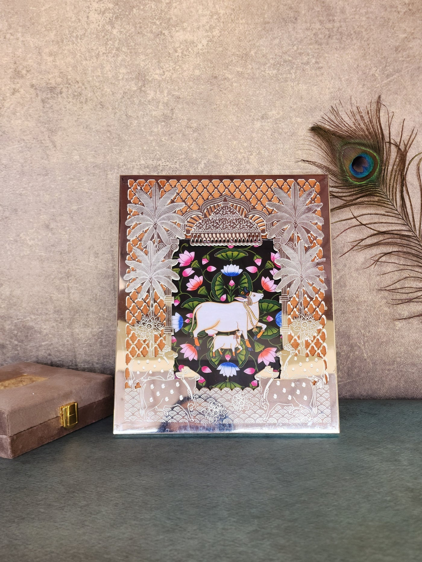 Silver Pichwai Photo Frame