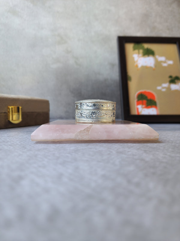 Rose Quartz Silver Pearl Set - Small