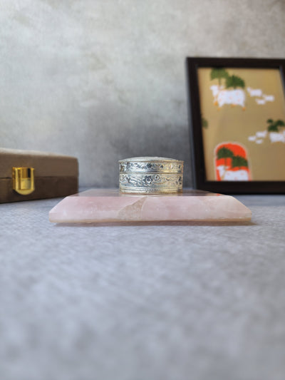 Rose Quartz Silver Pearl Set - Small