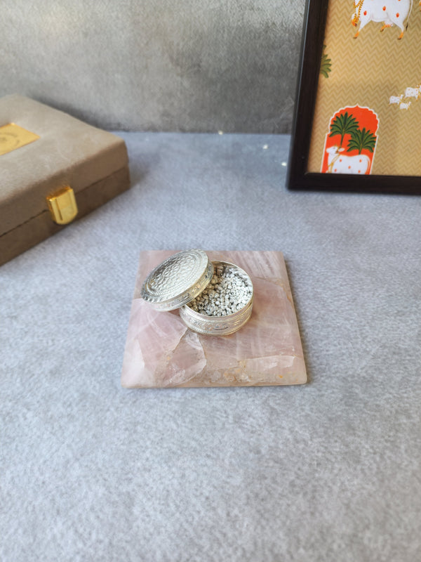 Rose Quartz Silver Pearl Set - Small