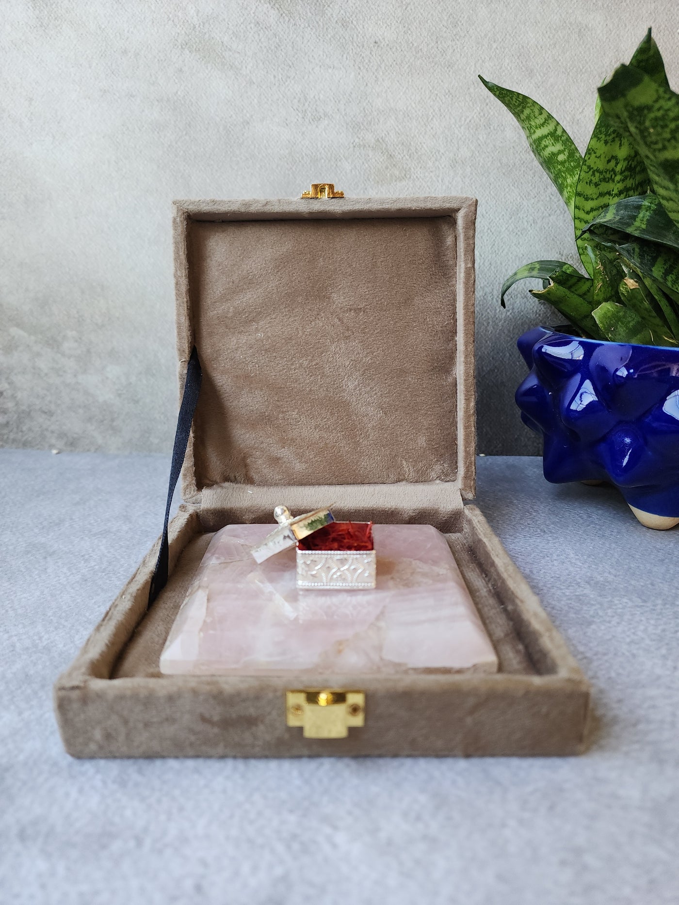 Rose Quartz Square Kesar Set - Small