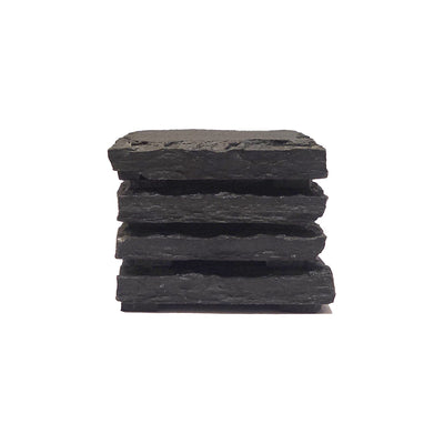 Chiseled Square Slate Coaster - Set of 4