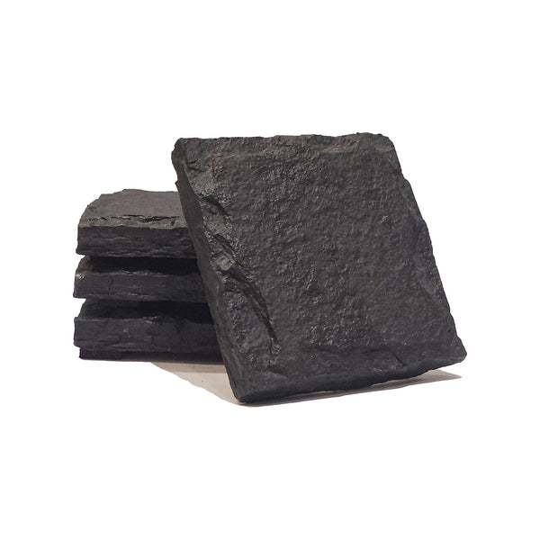 Chiseled Square Slate Coaster - Set of 4