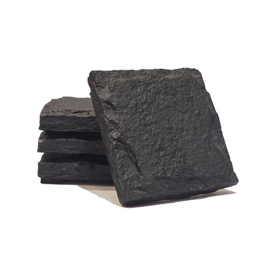 Chiseled Square Slate Coaster - Set of 4