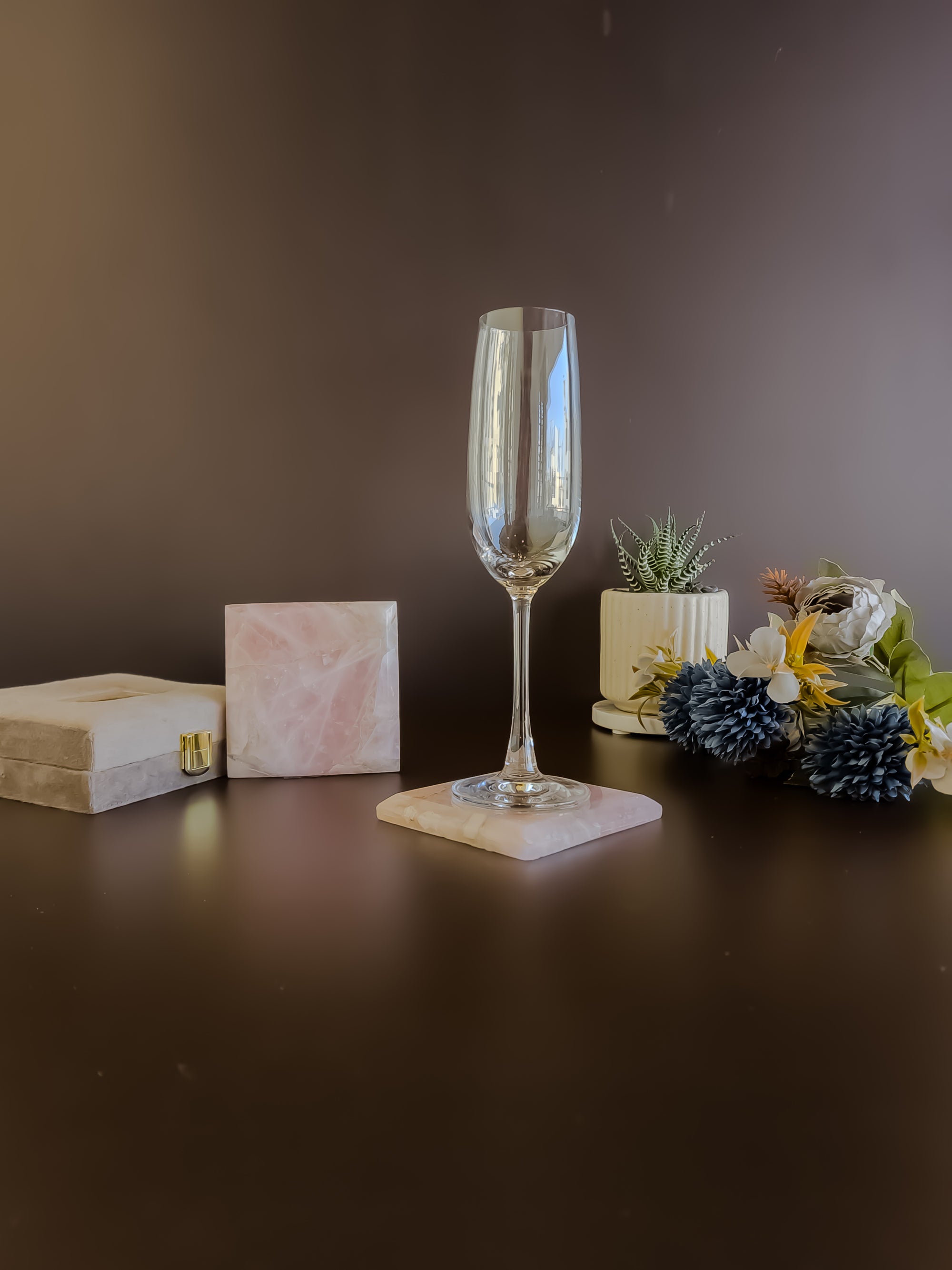Rose Quartz Coaster- Square ( Set Of 2 )