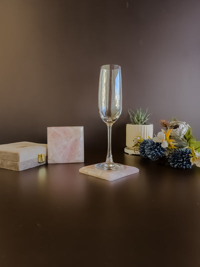 Rose Quartz Coaster- Square ( Set Of 2 )