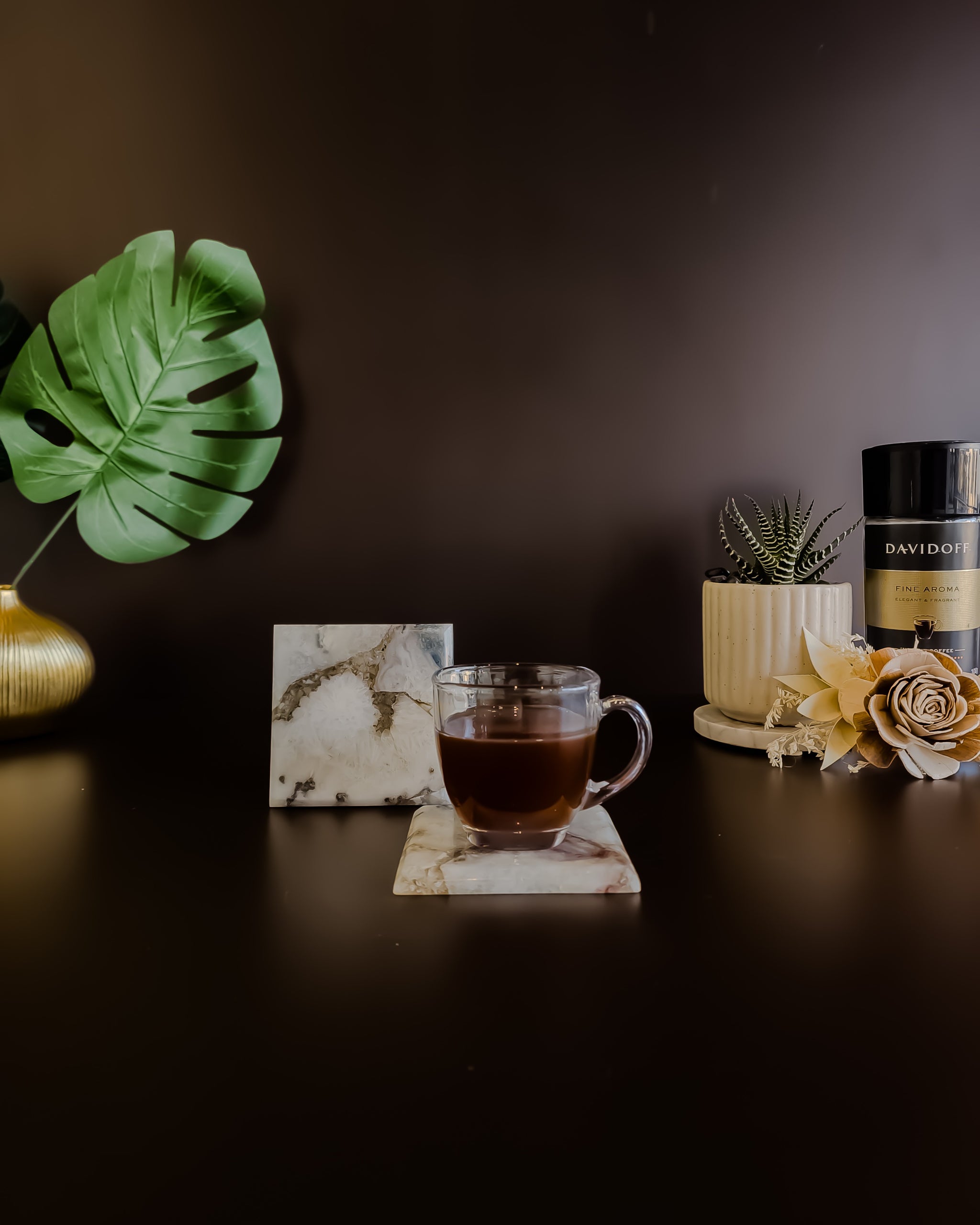 Natural Agate Coaster - Square ( Set Of 2 )