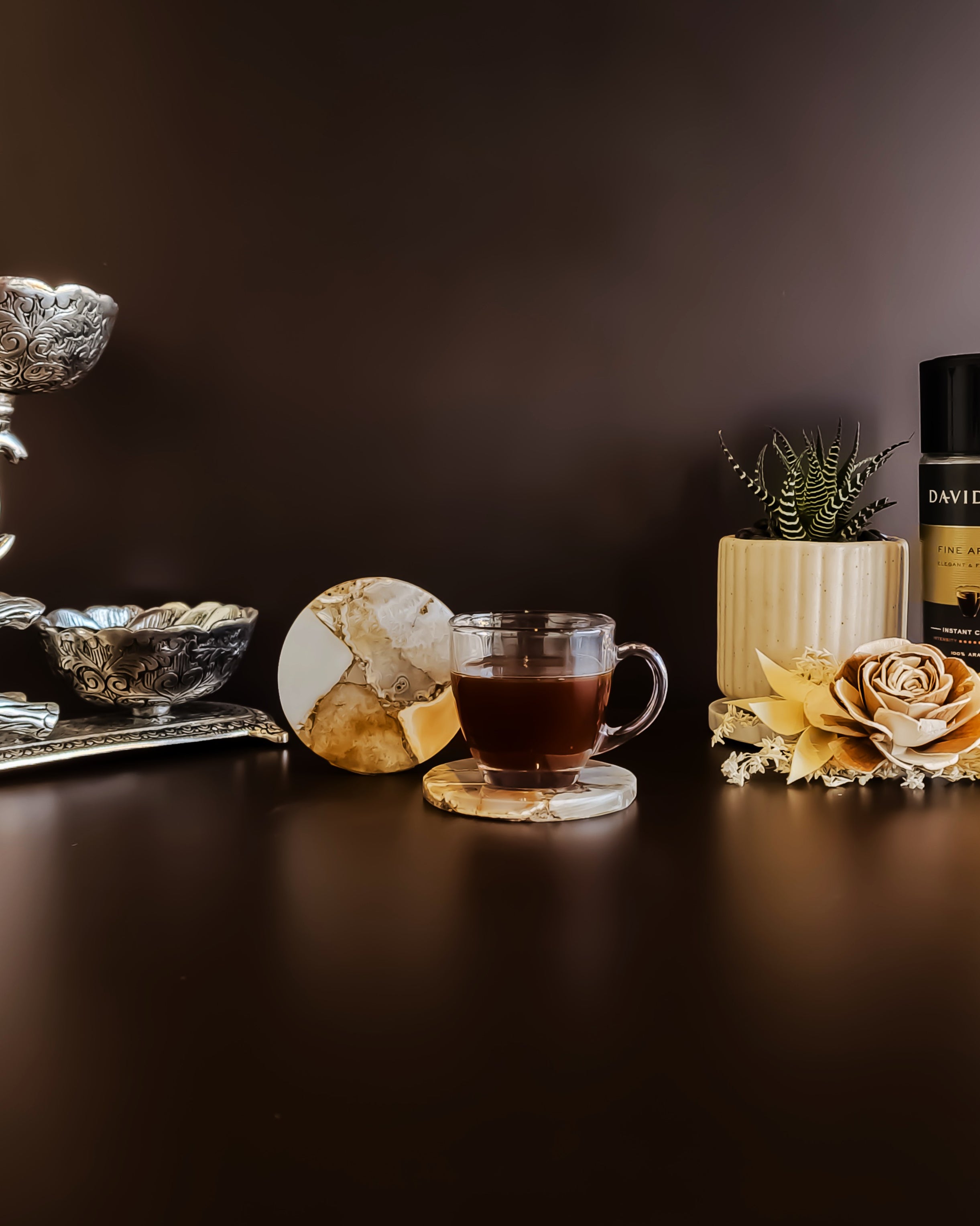 Natural Agate Coaster - Round ( Set Of 2 )