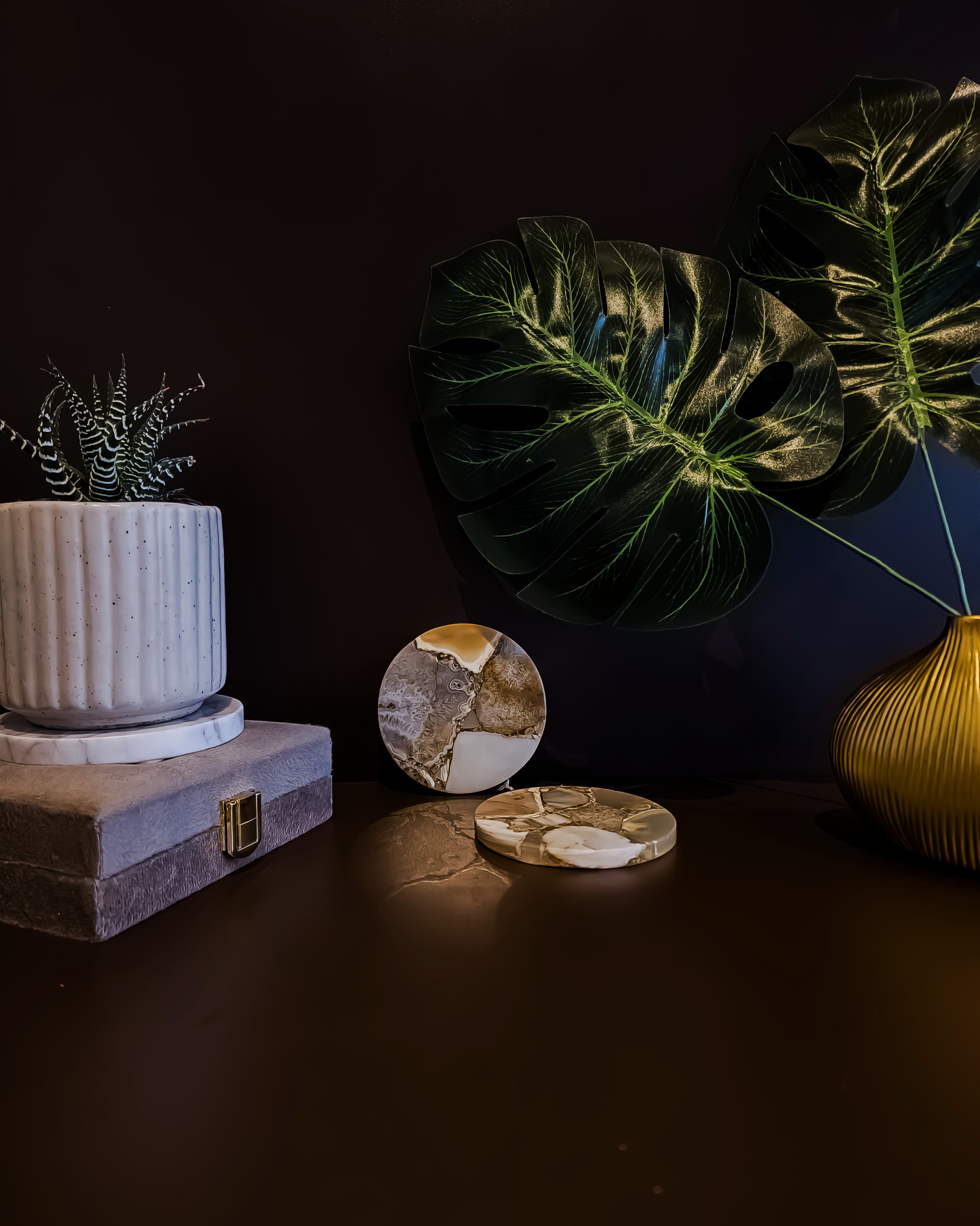 Natural Agate Coaster - Round ( Set Of 2 )