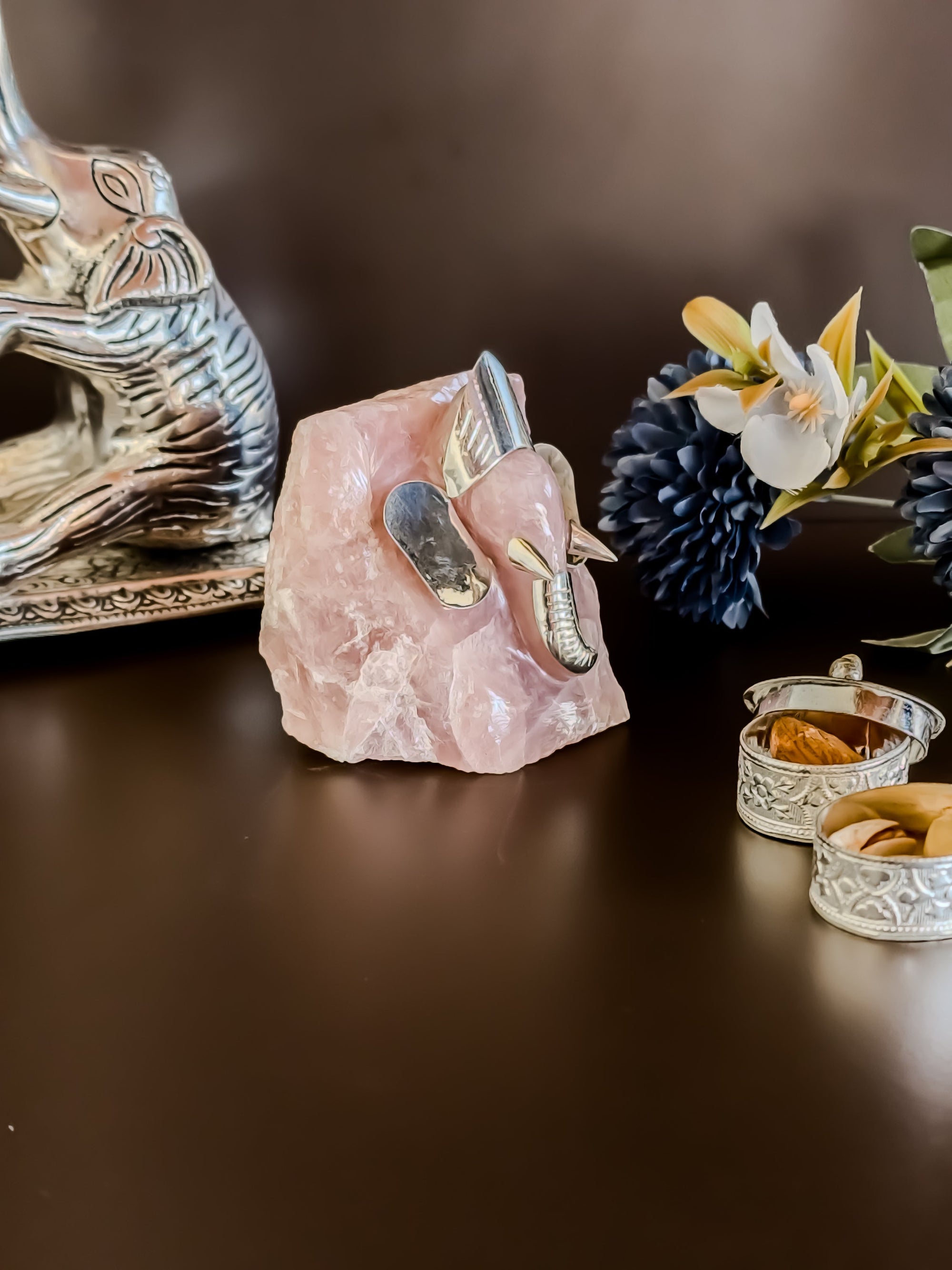 Ganesha Rose Quartz Figurine