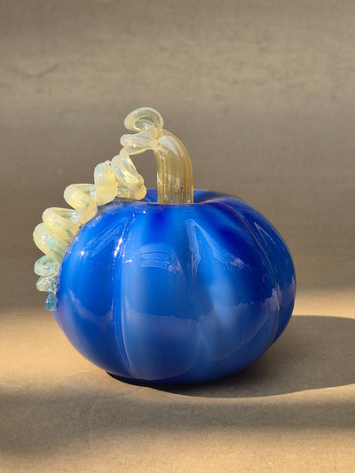 Murano-Style Glass- Cobalt Harvest Pumpkin