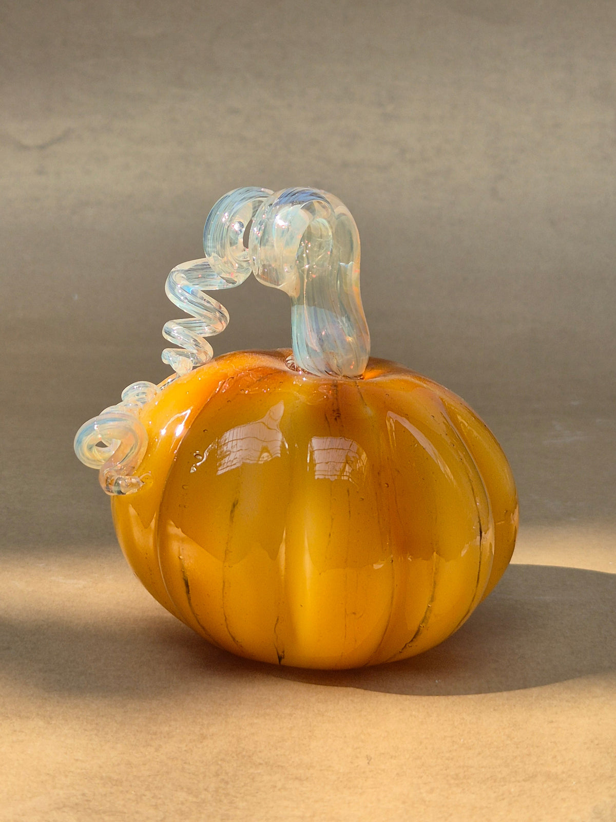 Murano-Style Glass-  Harvest Amber Pumpkin
