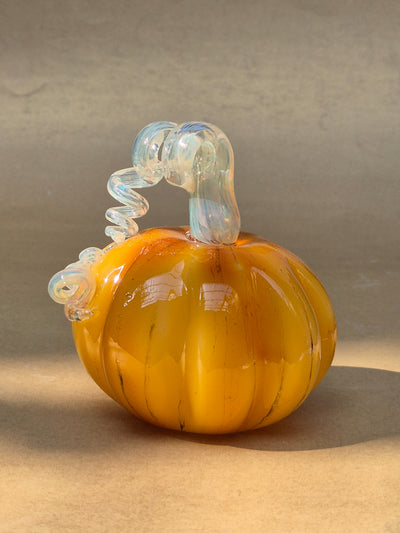 Murano-Style Glass-  Harvest Amber Pumpkin