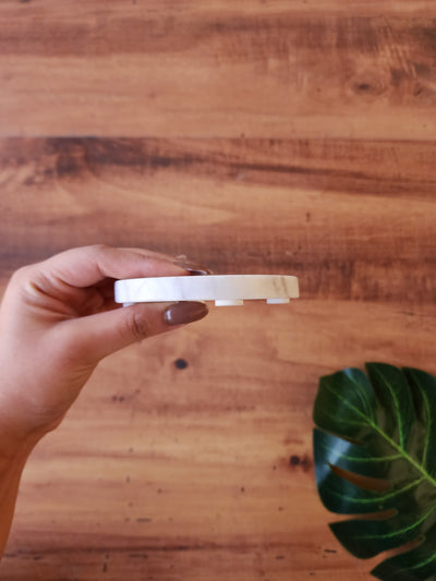 Round White Marble Coasters - Elegant Minimal Tableware Set (Set of 4)